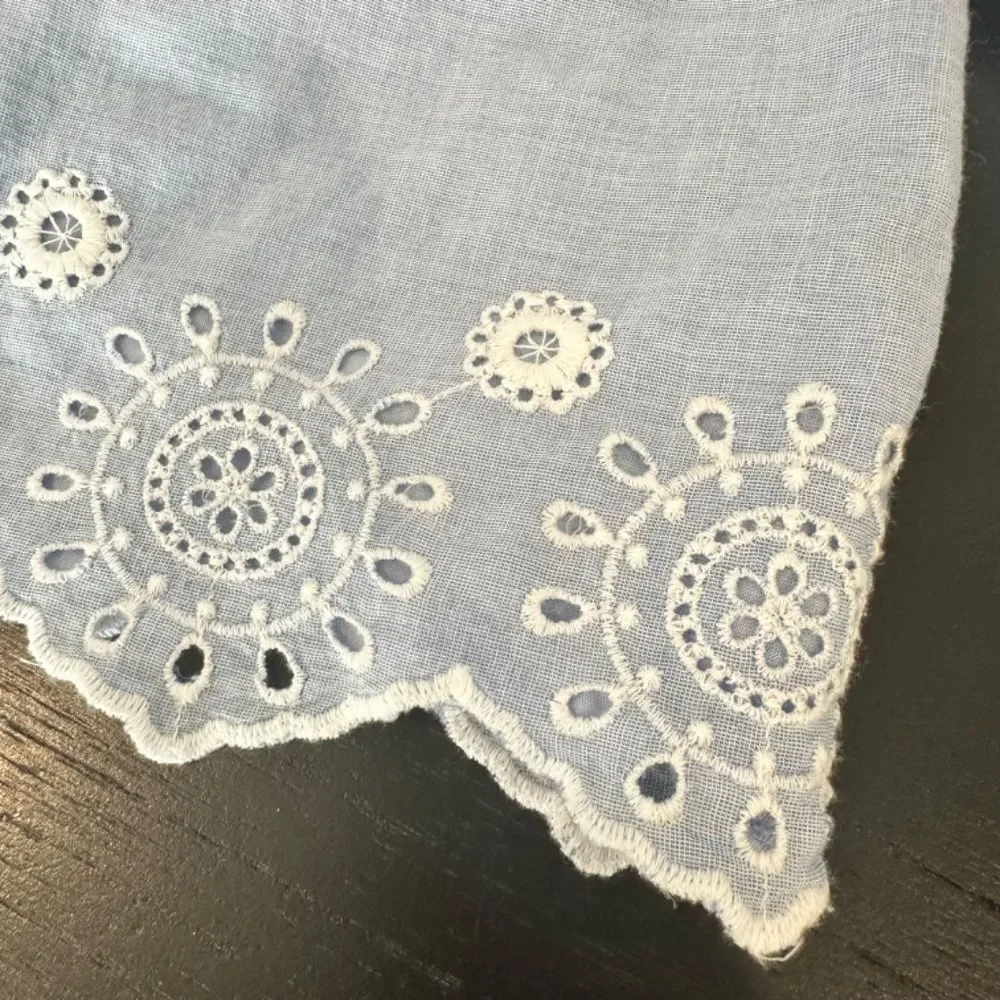 Girl’s Baby Gap Light Blue Embroidered Scalloped Details Top — Size 18-24 months
